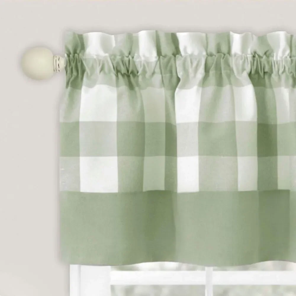 Achim Home Furnishing Hunter Apple Green Plaid Modern Window Curtain Panels :